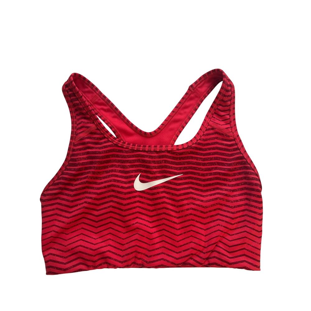 Nike Sports Bra Size Small Red Striped Dri-Fit Swoosh Athleisure Gym Running‎